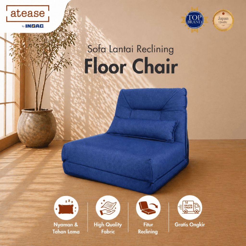 [NEW] atease Reclining Floor Chair Denim by INOAC – Kursi Sofa Lesehan Multifungsi / Sofa Bed Lantai