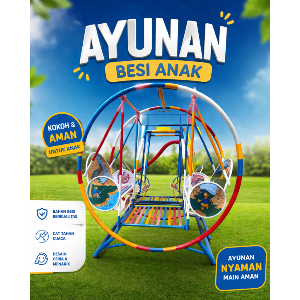 Ayunan Bulat Besi kuat aman kokoh