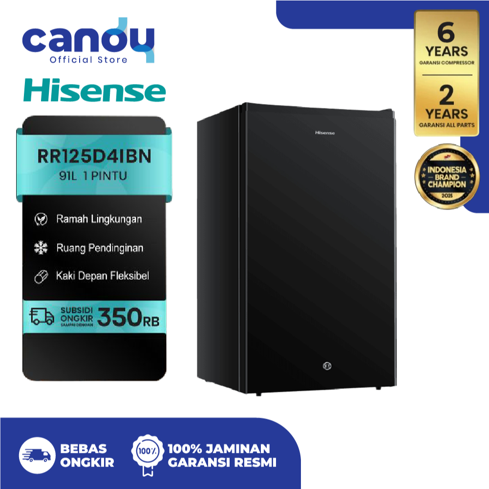 Hisense Kulkas 1 Pintu Portable Refrigerator Kapasitas 91L RR125D4IBN