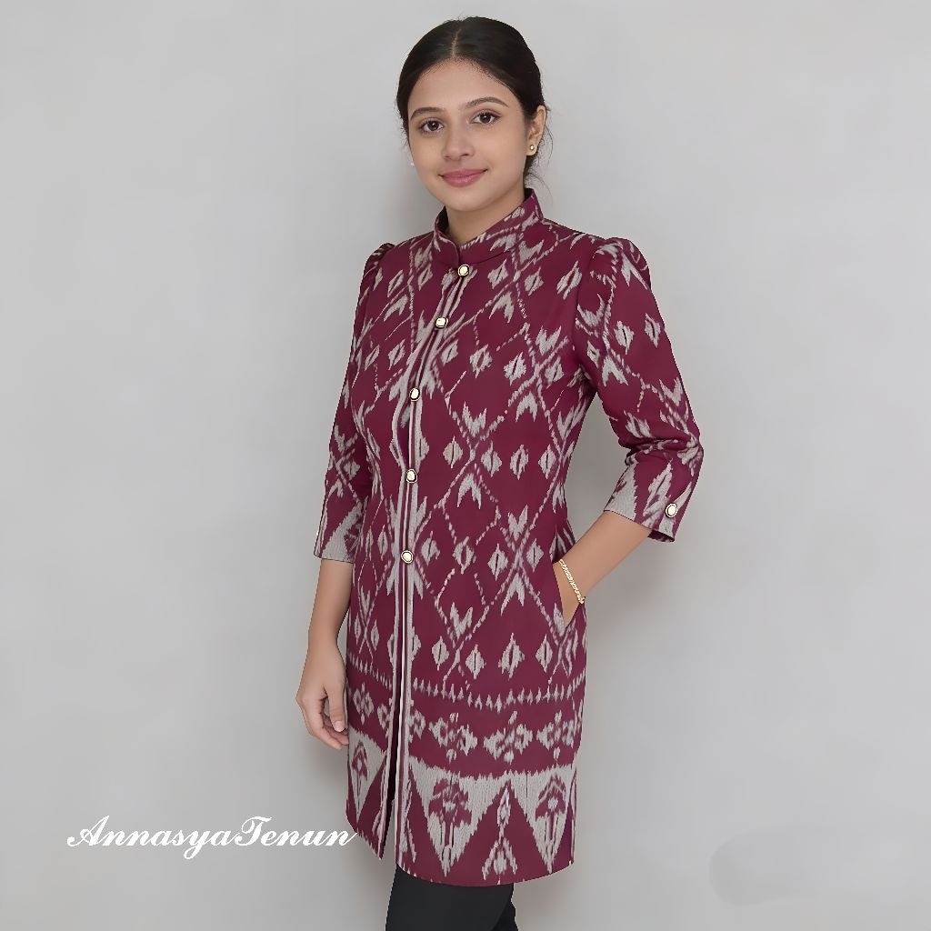 Atasan Tunik Batik Tenun Modern Original Tenun Troso Motif Tenun Best Seller