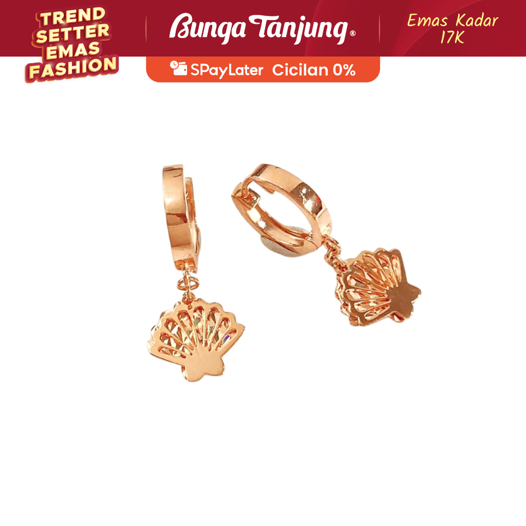 ANTING KLIP SHELL - EMAS 17K - BUNGA TANJUNG GOLD