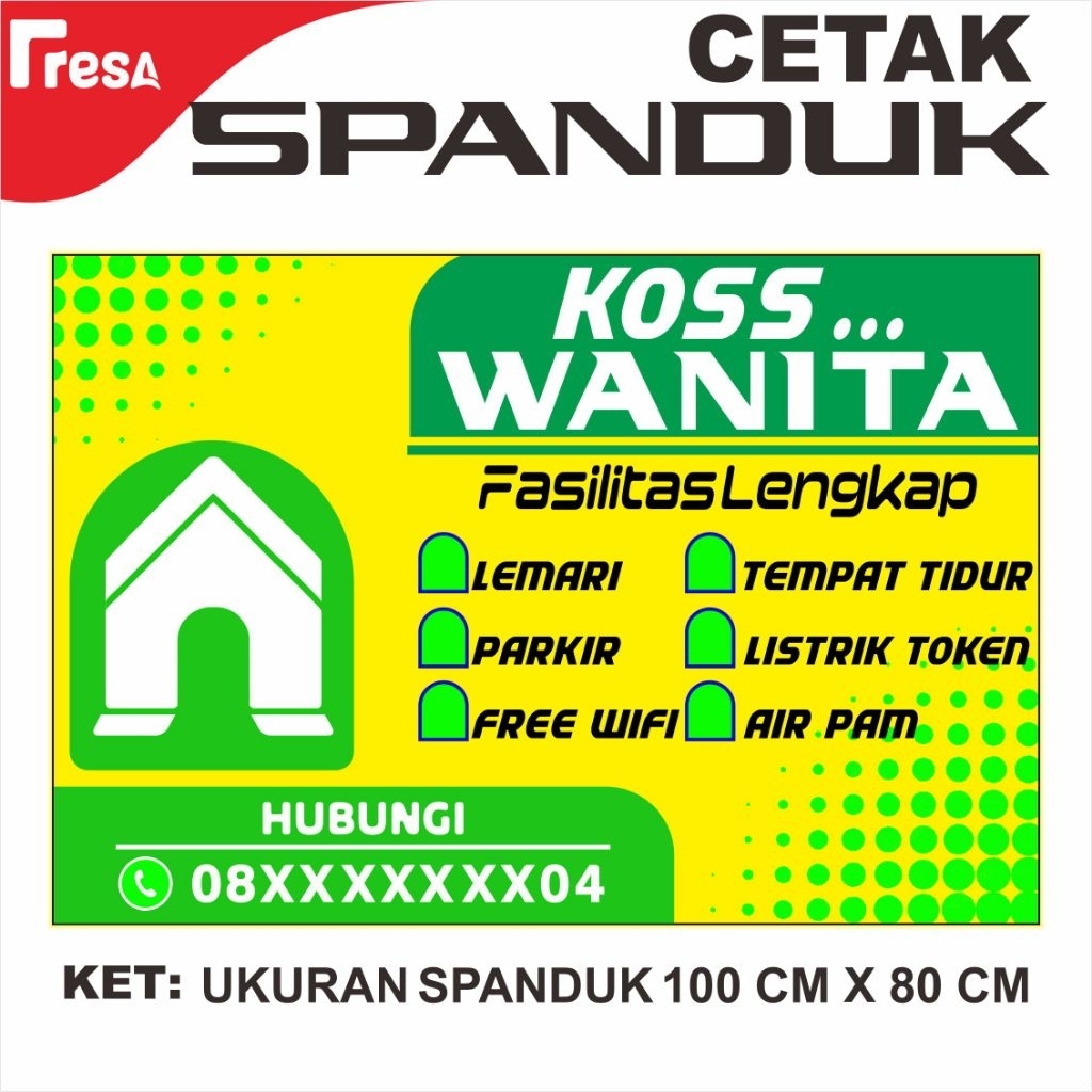 SPANDUK Rumah Sewa / Kontrakan / Kos (CETAK SPANDUK ) Bisa Custom tulisan
