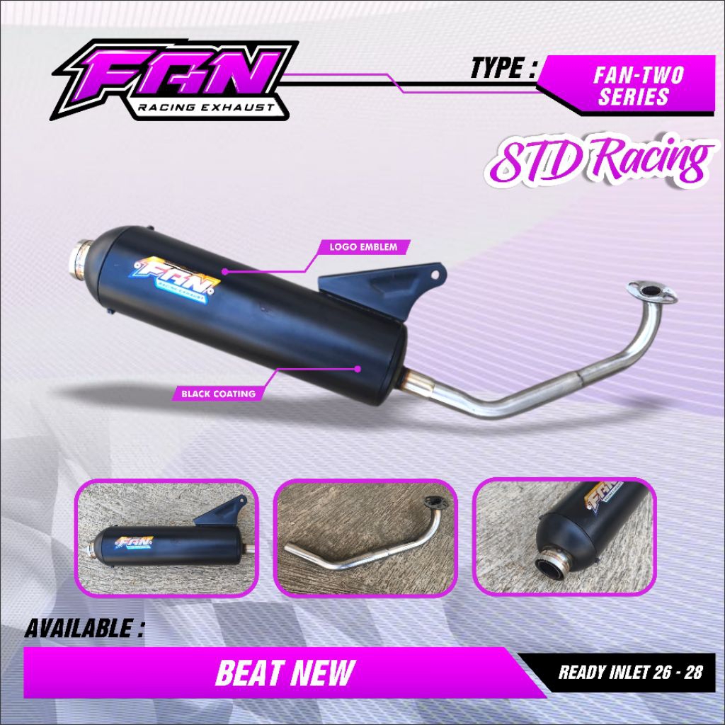Knalpot matic std racing  inlet 28 out 38/50mm Beat new/Vario/Beat karbu/beat deluxe