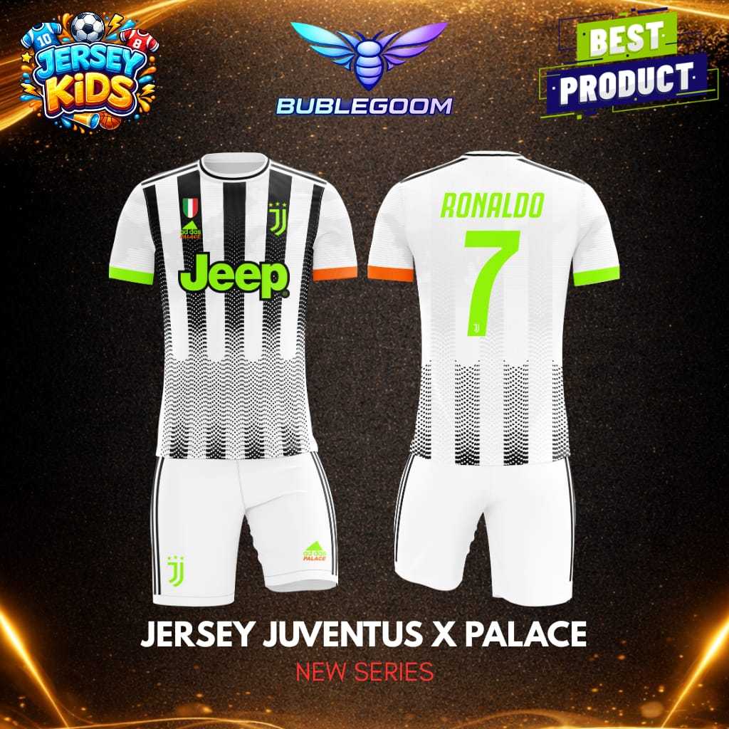 SETELAN JERSEY ANAK JUVENTUS X PALACE /  jersey sepak bola anak / SETELAN BOLA ANAK JUVENTUS TERBARU