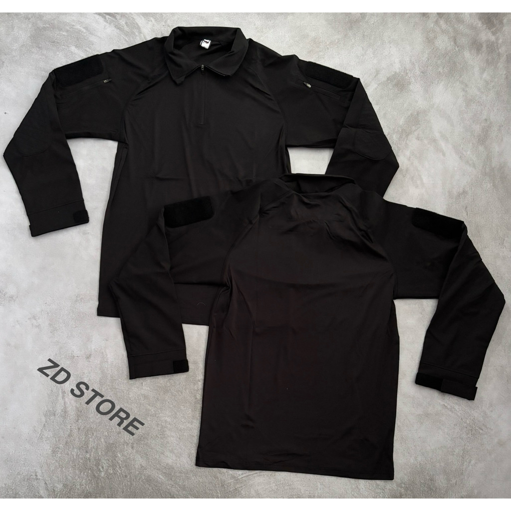 Kaos Kombet TACTICAL BRIMOB HITAM JATAH 2025/Kaos BDU BRIMOB HITAM Bahan SPANDEK