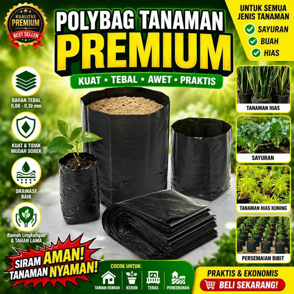 Polybag Tanaman Kuat Tebal 40x40 Cm,Anti Sobek Untuk Sayur & Tanaman Hias