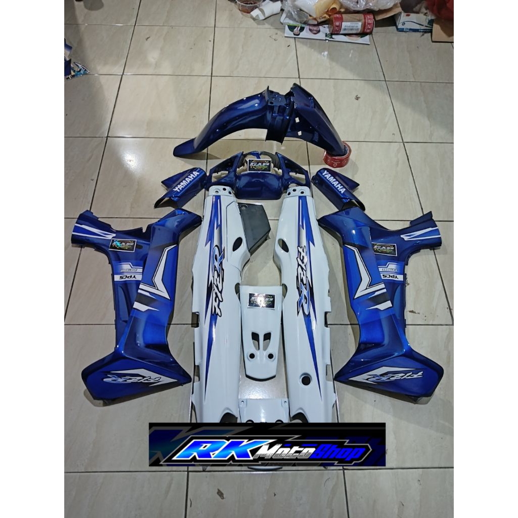 FULLSET BODY HALUS YAMAHA FIZ R F1Z R WARNA PUTIH BIRU STRIPING TERBARU DECAL CUSTOM/ COVER BODY HAL
