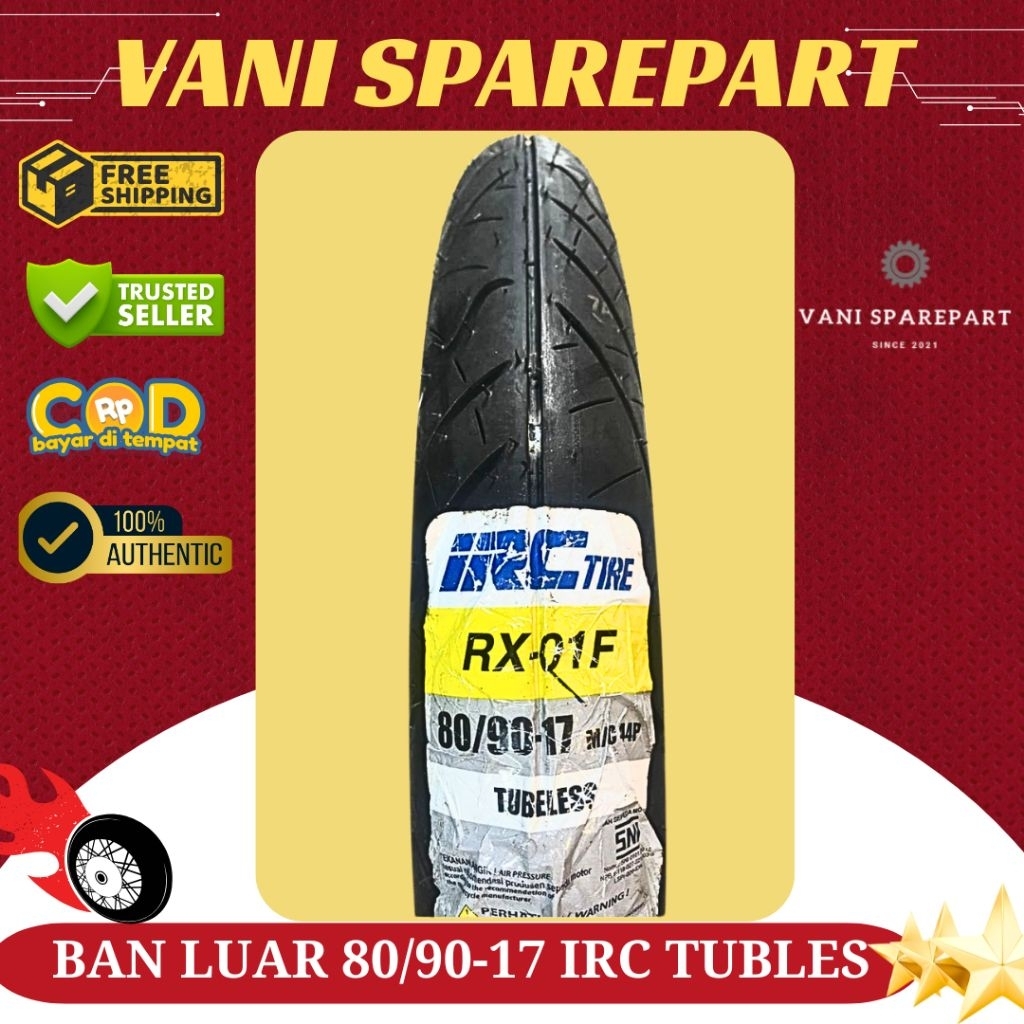 BAN LUAR 80/90-17 IRC TUBLESS