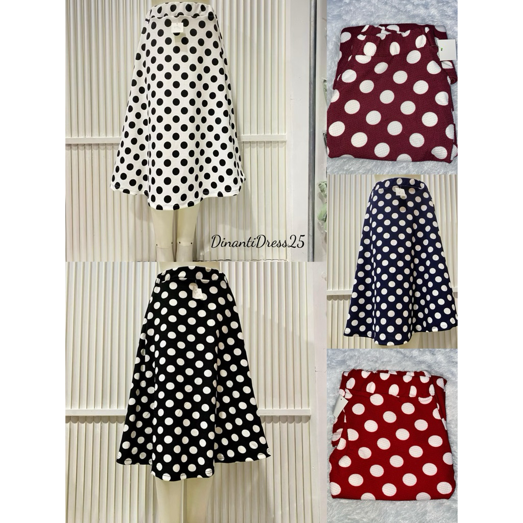 Rok Payung Wanita 7/9 Motif Polkadot Besar