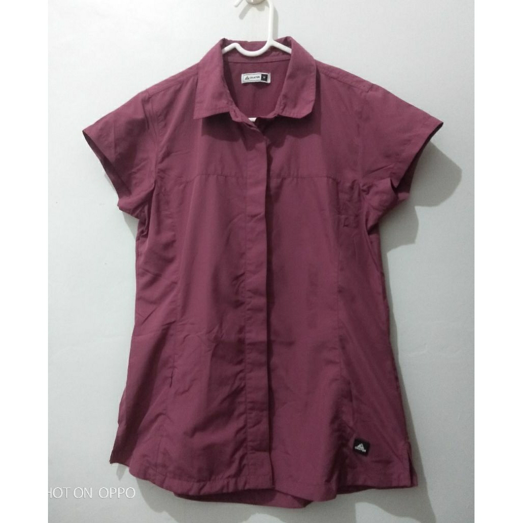 Preloved Kemeja Wanita Lengan Pendek//CRATER M//Merah Maron//LD92, PB66, PL12