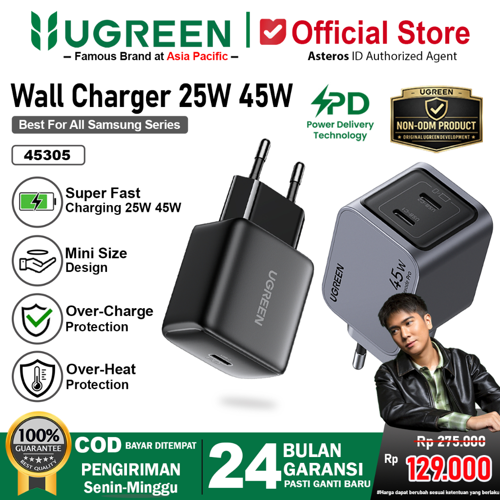 UGREEN Kepala Charger GaN For Samsung Super Fast Charging PPS 25w 45w 2.0