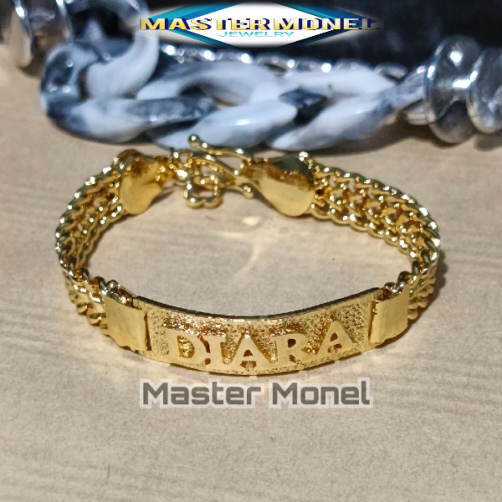 MASTER MONEL - Gelang anak lapis emas gelang nama plat rantai