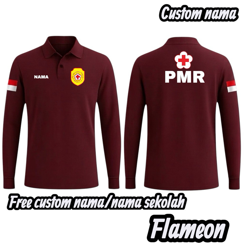 KAOS POLO KERAH PMI seragam polo PMI free custom nama dan nama sekolah