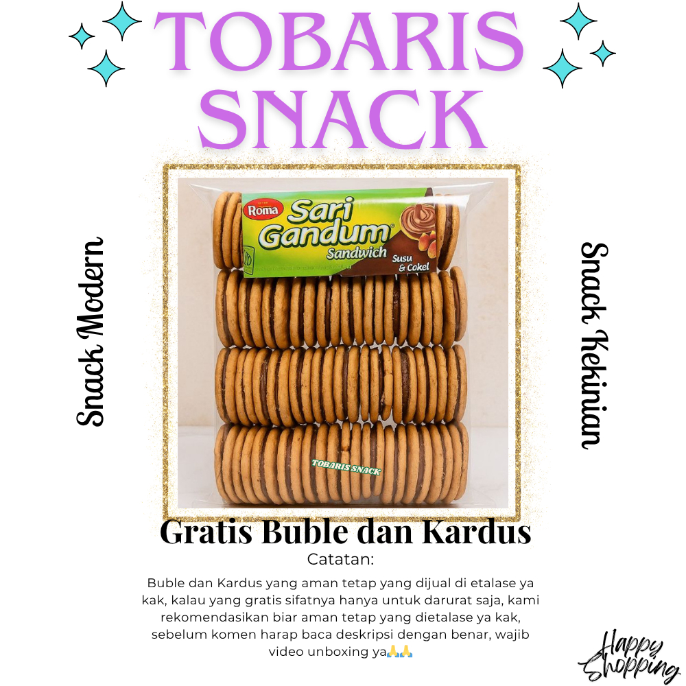 SNACK KILOAN ROMA SARI GANDUM COKLAT KEMASAN 225-450 GRAM