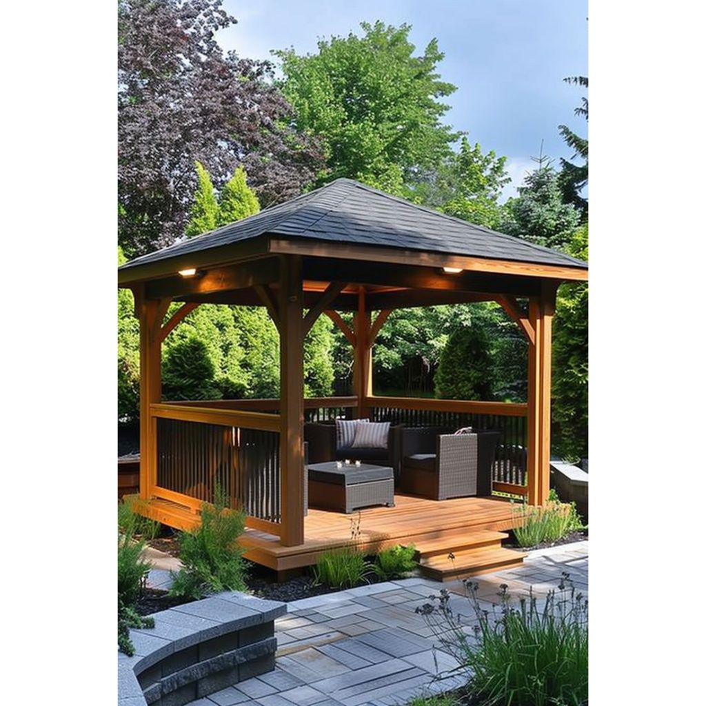 gazebo kayu jati minimalis , saung gazebo taman minimalis , gazebo pargola taman