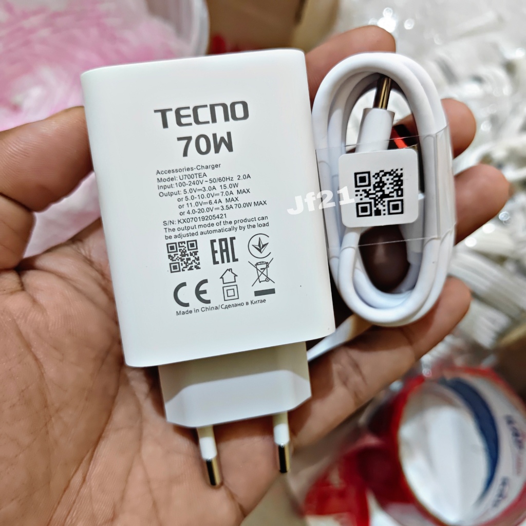 Charger Tecno 70Watt POVA 6 / POVA 6 PRO ULTRA CHARGER Original 100%