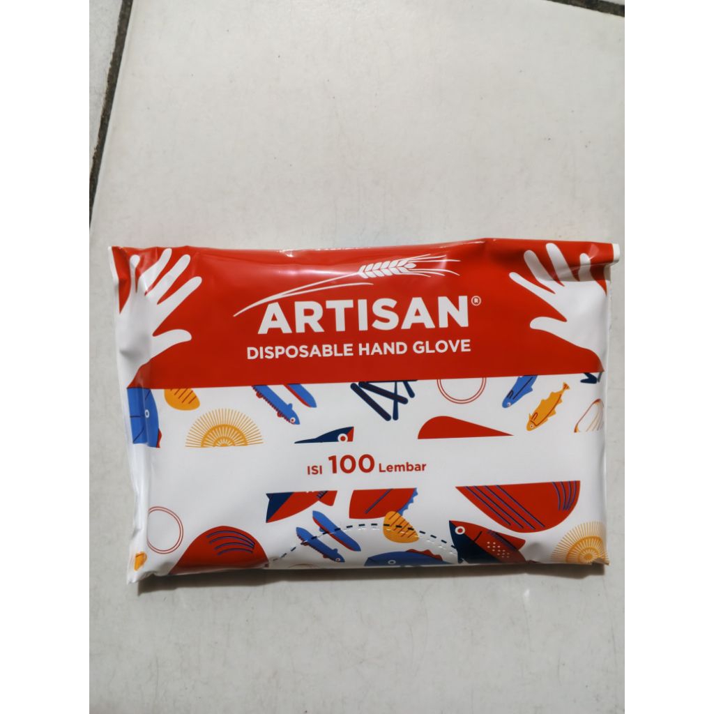 50 pasang,.,Sarung Tangan Plastik Artisan 100 pcs - Nyaman, Panjang, Lindungi Tangan Anda