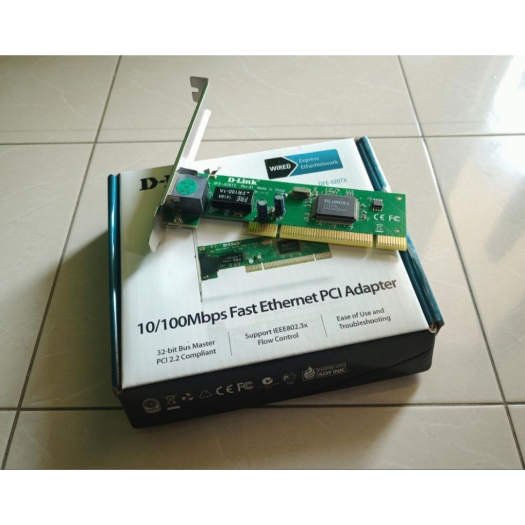 LAN Card D-Link 520TX interface PCI untuk PC Lama