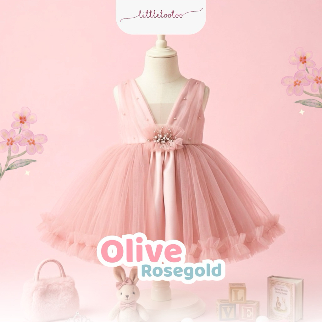 LITTLE TOOTOO KIDS - Olive kids dress / dress anak / gaun anak perempuan / dress anak rosegold / dre