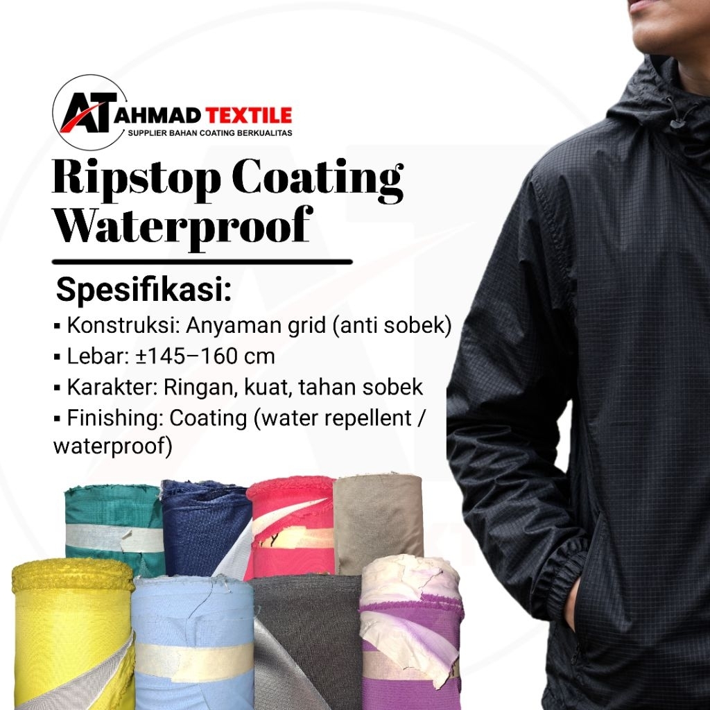 Kain Ripstop Coating Waterproof, Cocok untuk kebutuhan outdoor.