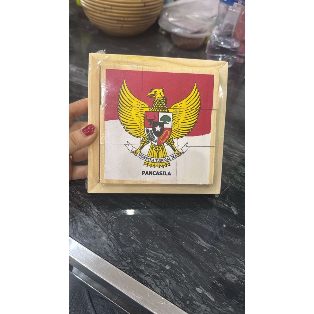 Mainan Kayu Puzzle Balok Gambar Burung Garuda Pancasila Bongkar Pasang Anak TK Paud SD