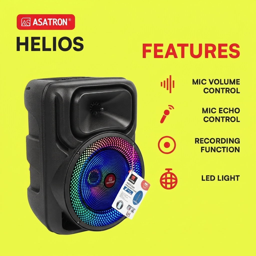 Asatron Helios 8 Inch Bluetooth Party Speaker