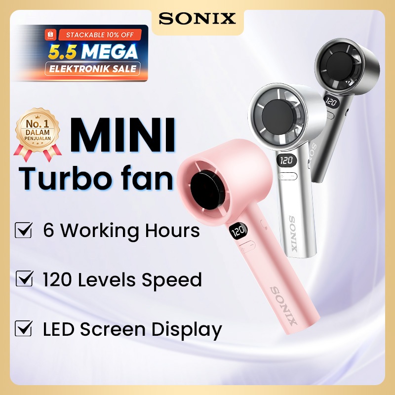 Sonix Mini Fan SF04 Kipas Angin Portable Genggam Strong Cooling Turbo Fan High Speed 120 Gear Wind D