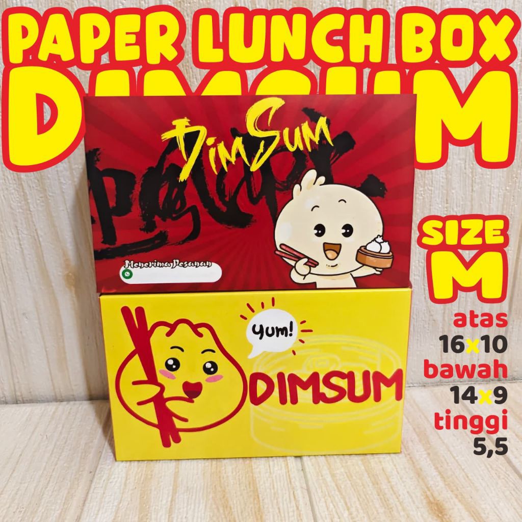 Dus Size M DIMSUM 100 pcs Paper lunch box ivory motif dimsum kotak makanan kemasan makanan termurah 
