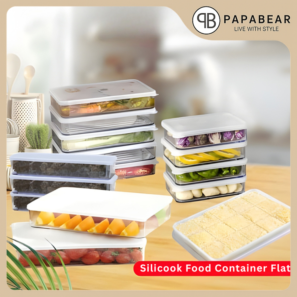 Silicook Food Container Flat - Korean #1 Food Container Organizer Kotak Makanan Penyimpanan Kulkas F