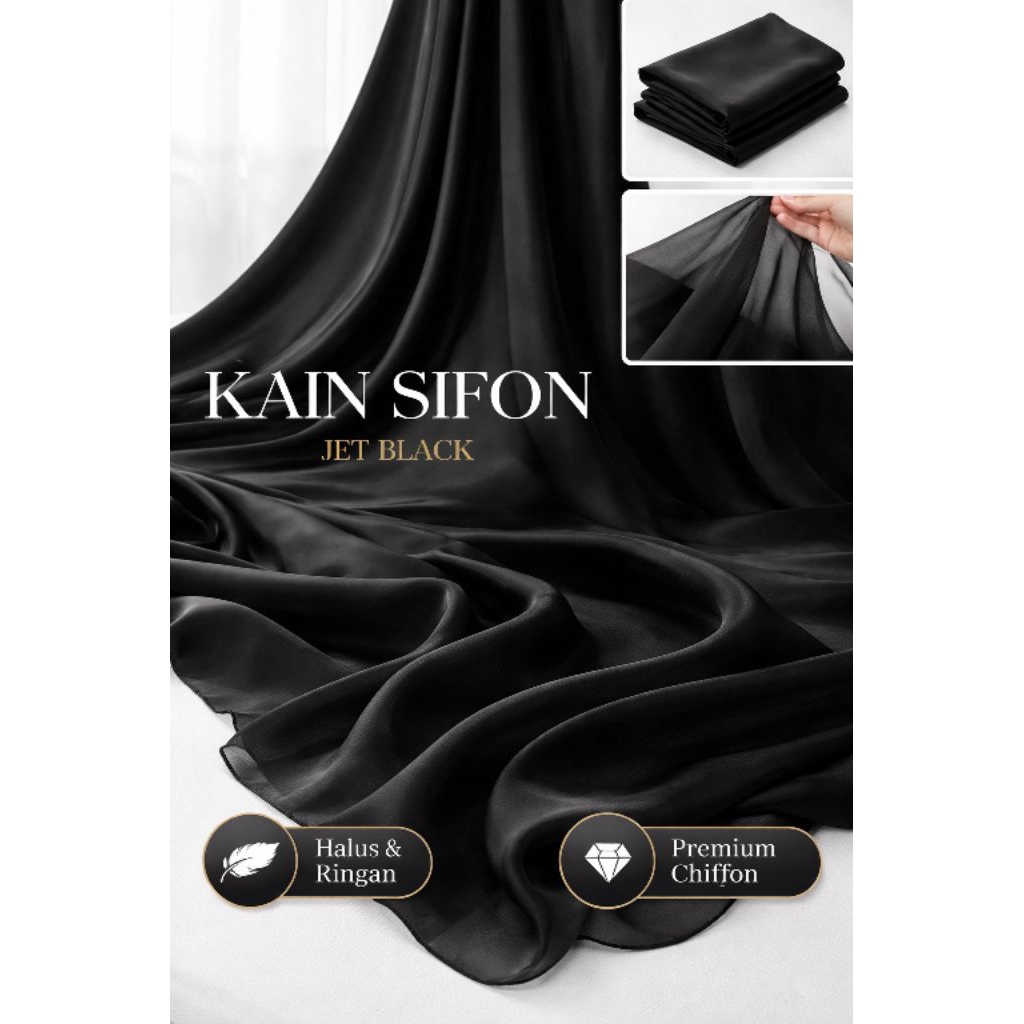 sifon silky arab jetblack, siffon silky arab jetblack, kain sifon silky jetblack premium