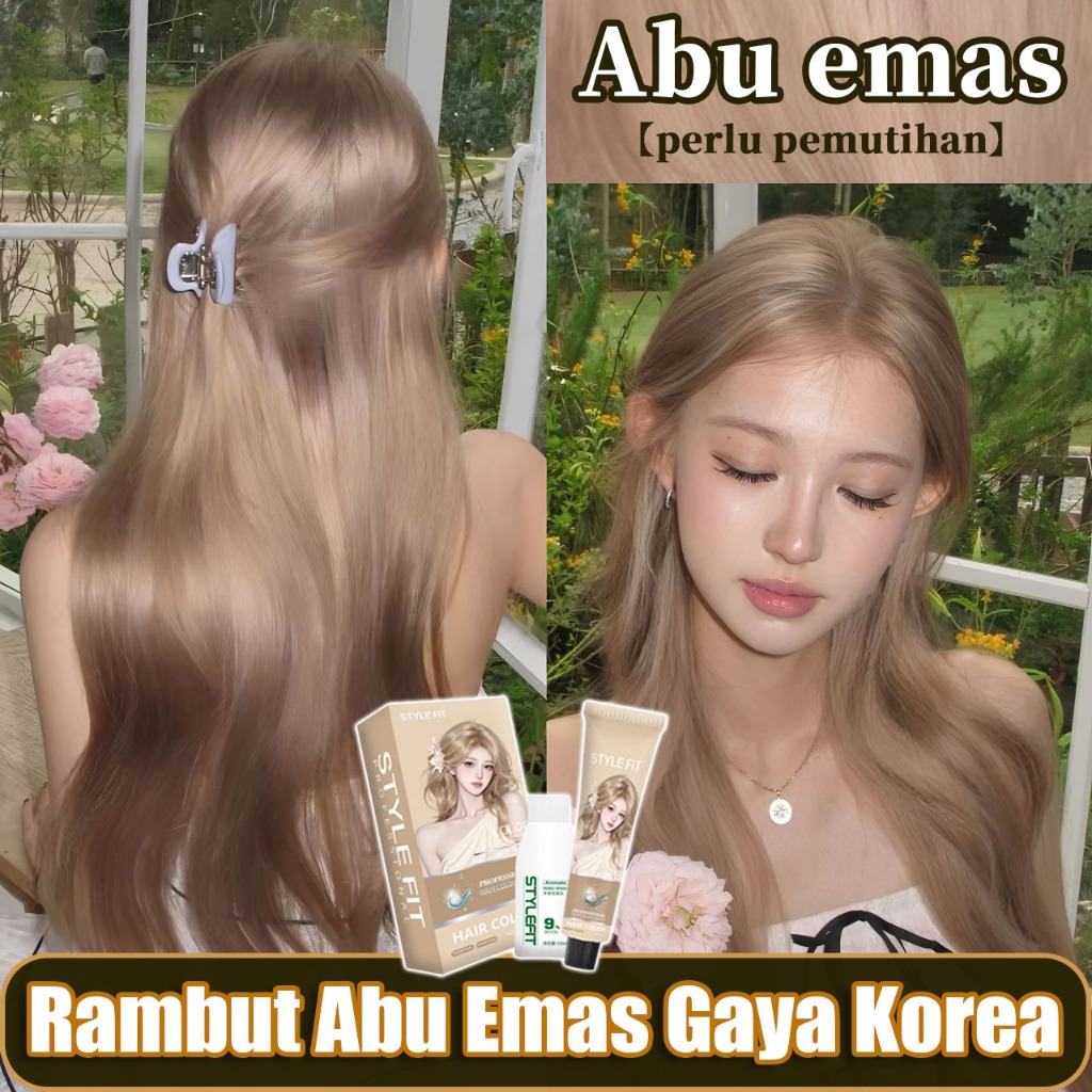 [COD] STYLE FIT Cat rambut abu emas 200ML,Perlu pemutihan(hair color,pewarna rambut,blonde hair colo