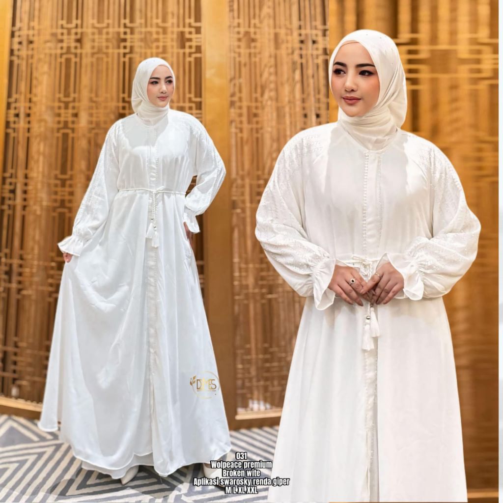 Gamis Abaya Putih Pemium Wolfice Ceruti Payet Exclusive Kode 031