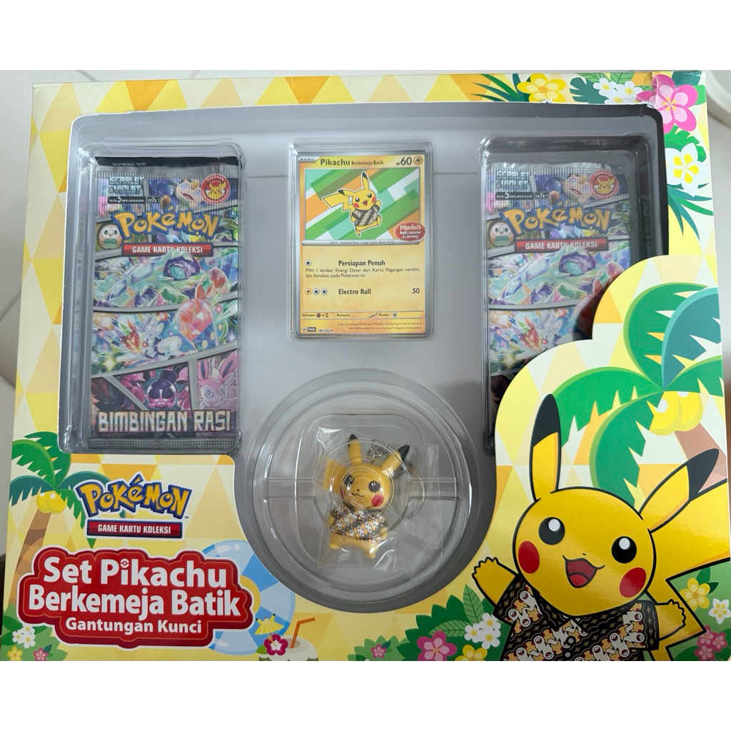 set pikachu berkemeja batik