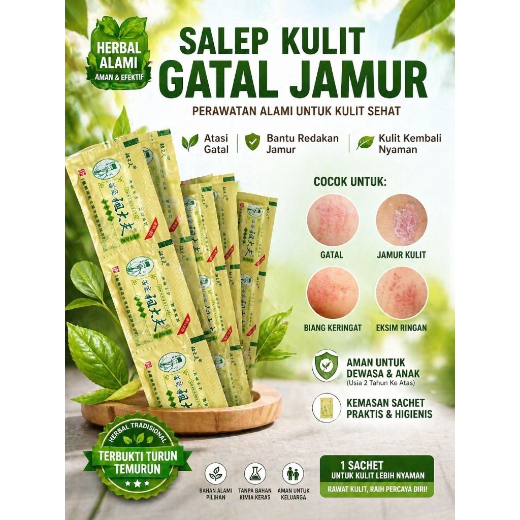 1 Renceng = 7 Pcs Salep Gatal Kulit Jamur Salep Cina Sachet Kurap Panu Kutu Air
