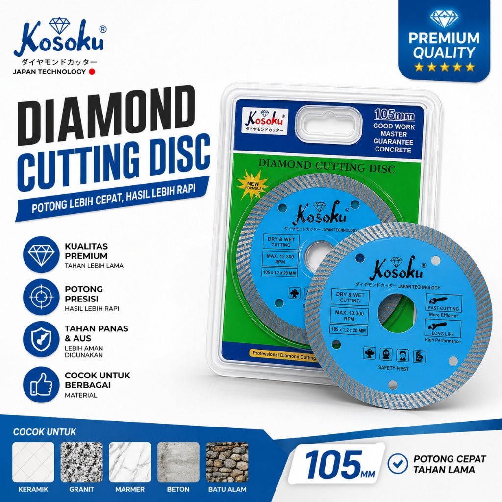 Toho Turbo X Diamond Wheel Toho Turbo X 4" Pisau Potong Granit Toho Turbo X / Diamond Cutting Wheel 