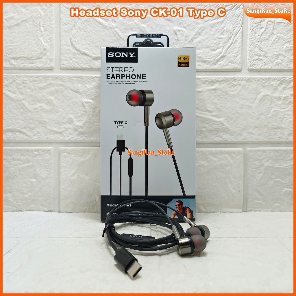 HF Headset Sony CK-01 Konektor Type C Stereo Earphone HIFI Sound Quality Universal Compatibility
