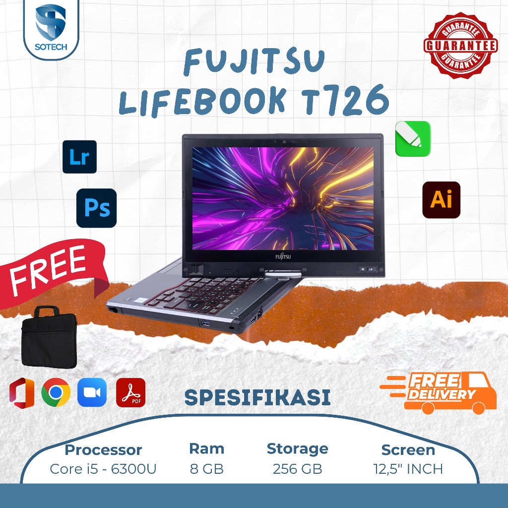 Laptop Fujitsu Lifebook Series i5 / i7 Ram 8 GB Touchscreen 2in1 Siap pakai Bergaransi