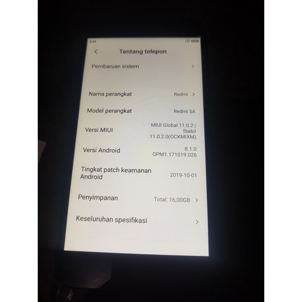 lcd touch screen frame redmi 5a normal ORI