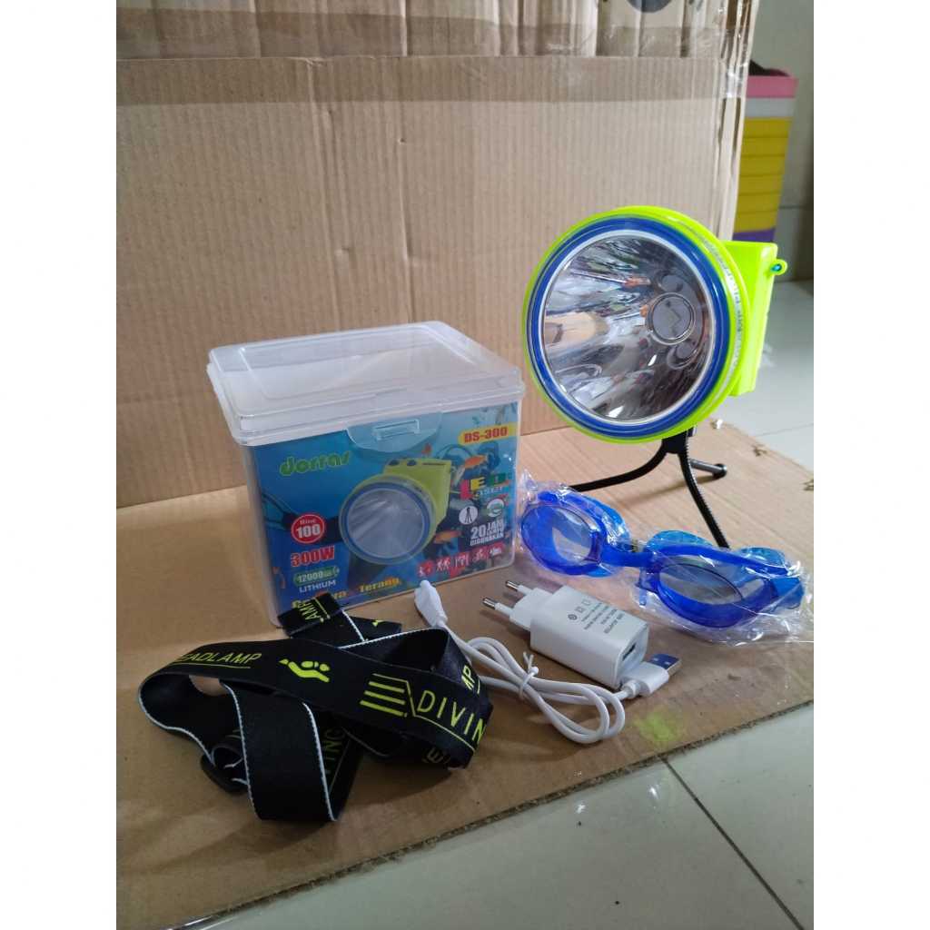 Senter Kepala Selam Tranparant 300 Watt DORRAS DS-300Super Terang Tahan 20Jam