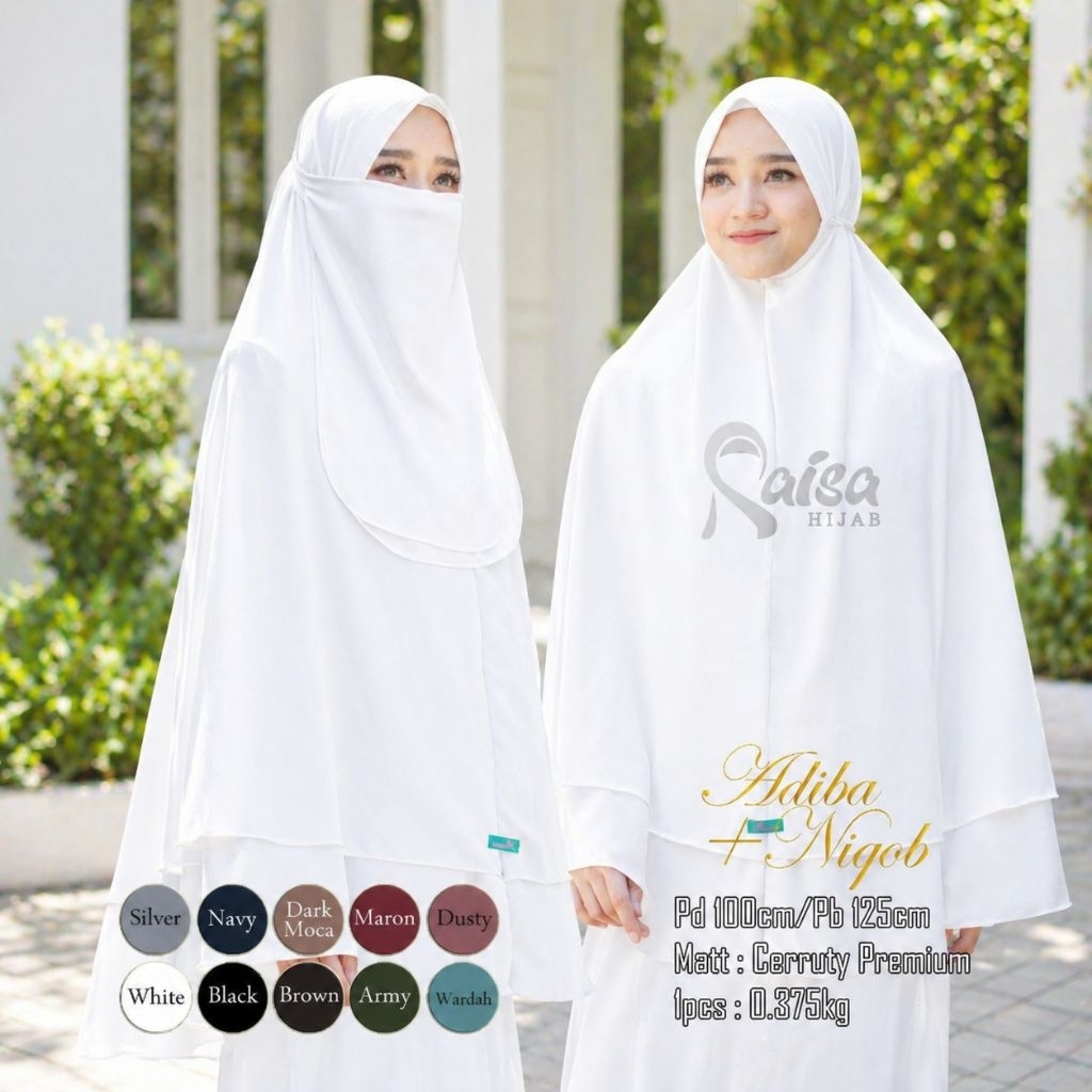 KHIMAR SYAR'I NON PET JUMBO CERUTY BABYDOLL 2 LAYER/KHIMAR WARNA PUTIH UNTUK UMROH HAJI/HIJAB SET CA