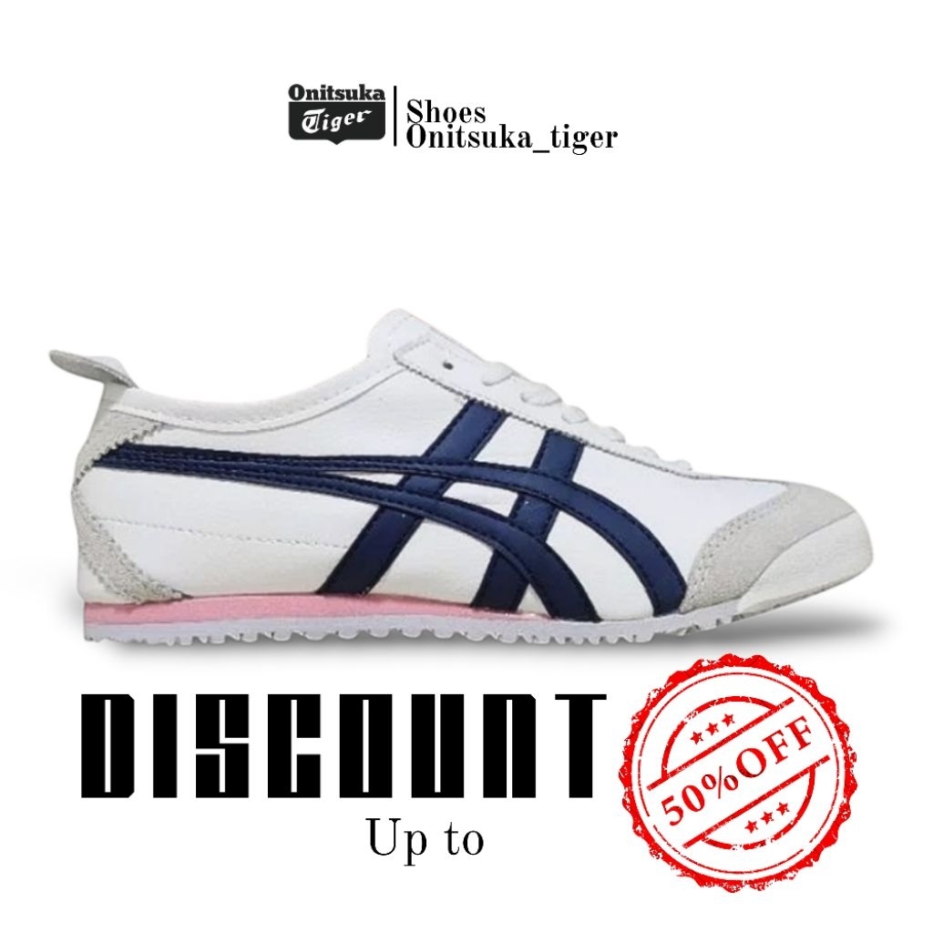 Sepatu Onitsuka Tiger Original Indo Tali White Blue Pink Free paperbag & kaos kaki