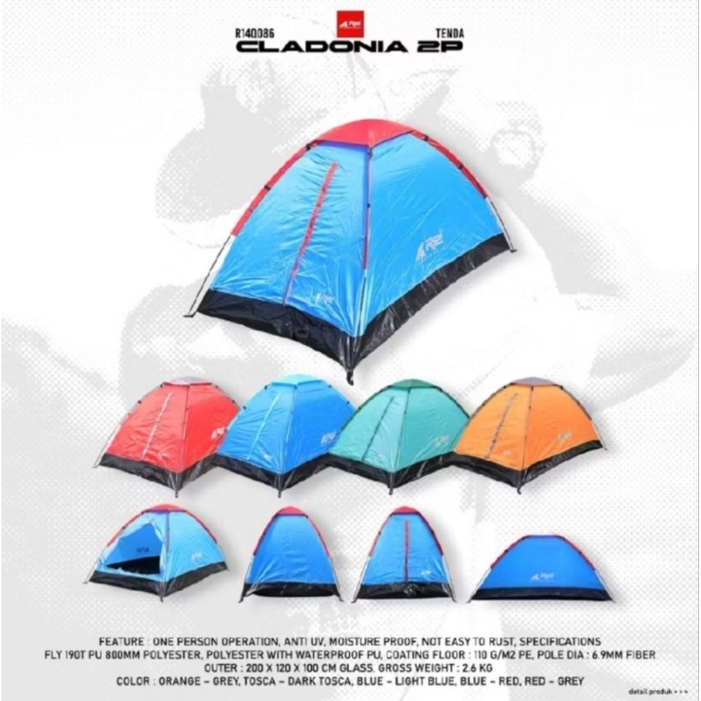 Tenda Camping Cladonia Kapasitas 2 Orang Arei Original Outdoorgear