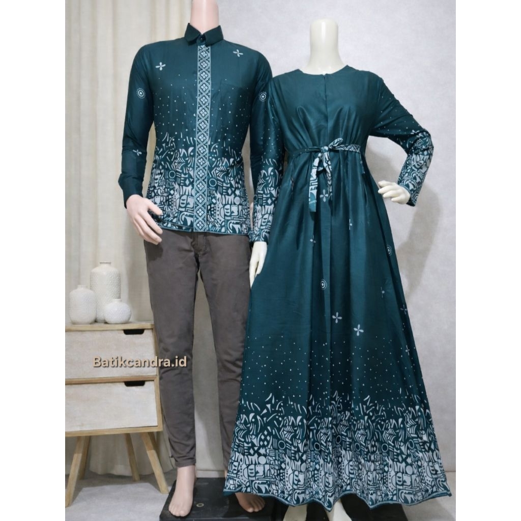 Baju Couple Batik Gamis Pasangan Katun Prima Batik Kapelan Suami Istri