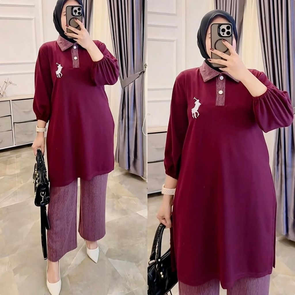CANTIKA MIKA SET TUNIK KULOT Setelan Celana Wanita Kaos Knit Premium