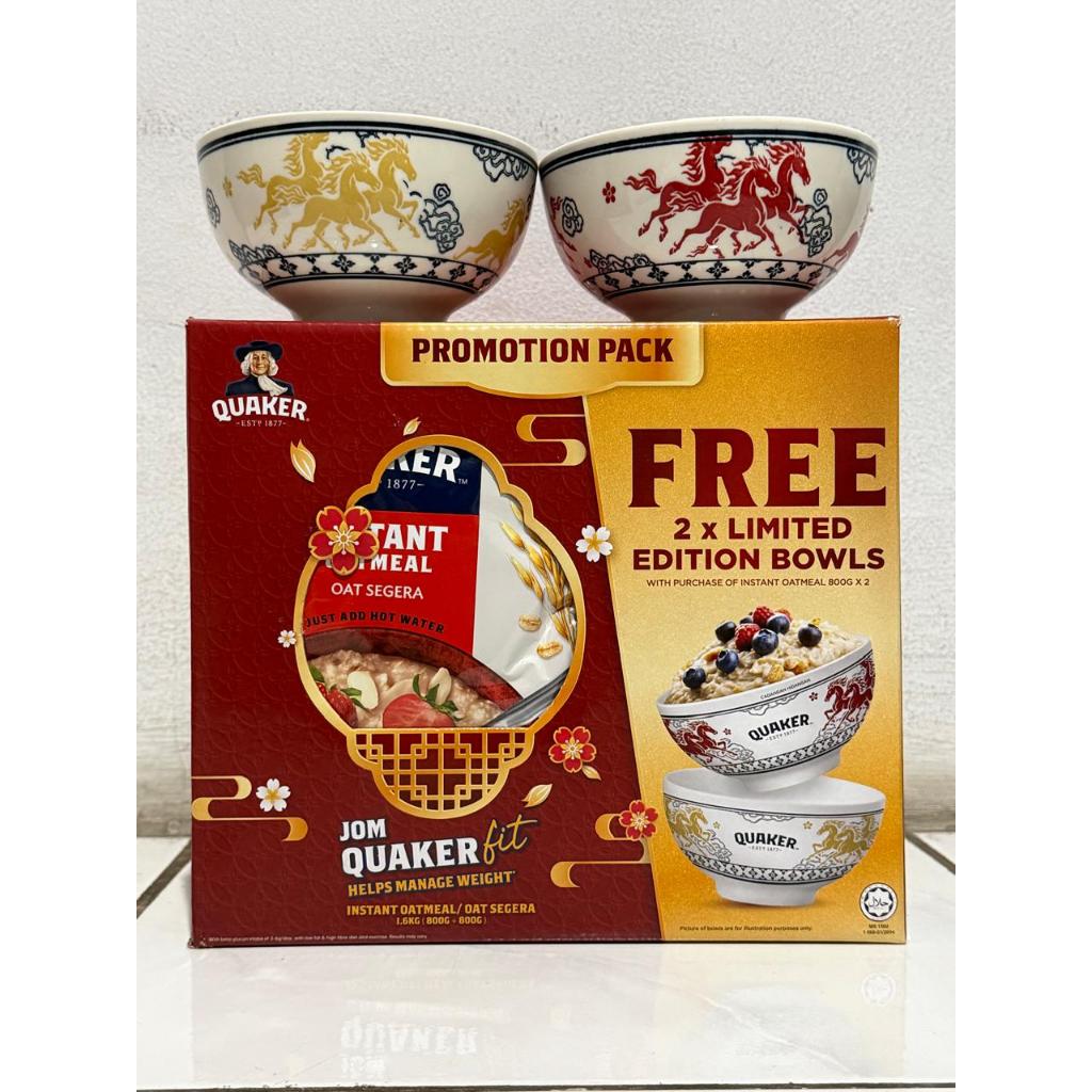 Quaker Oat Instan 800Gr x 2 Pack Bundling free Mangkok Malaysia