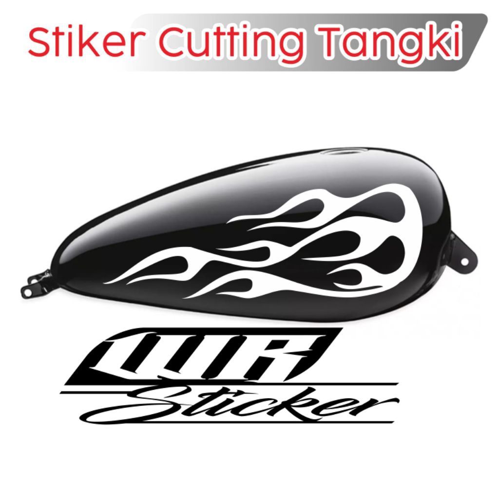 stiker tangki motor motif api untuk tangki custom sepasang kiri dan kanan