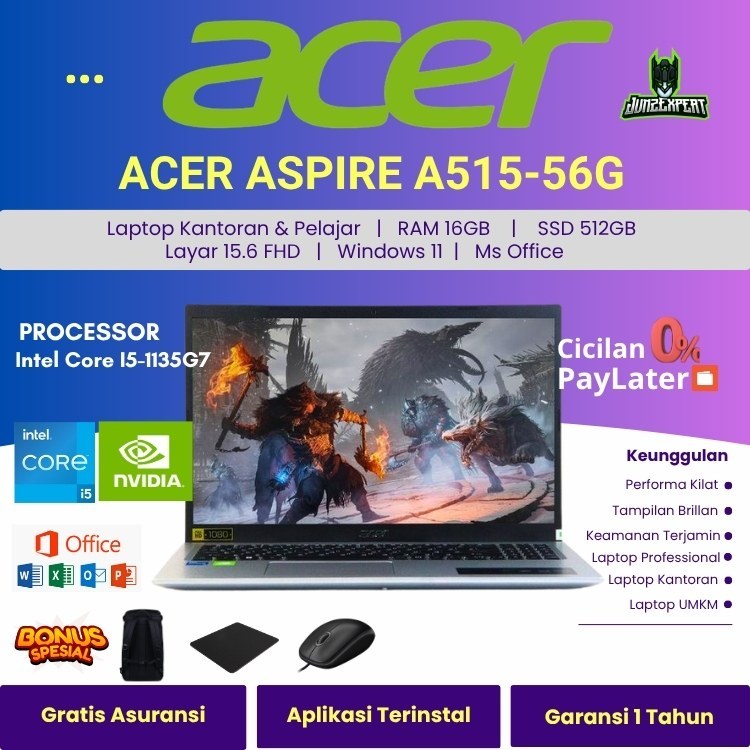 ACER ASPIRE 5 SLIM A515-56G I5-1135G7 16GB SSD 512GB MX450 WIN11