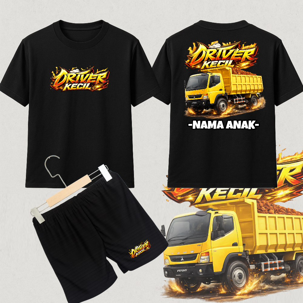 Setelan Kaos Anak Laki Laki Custom Truck Driver Kecil Type 35 – Baju Cowok Adem Nyaman Sablon DTF + 