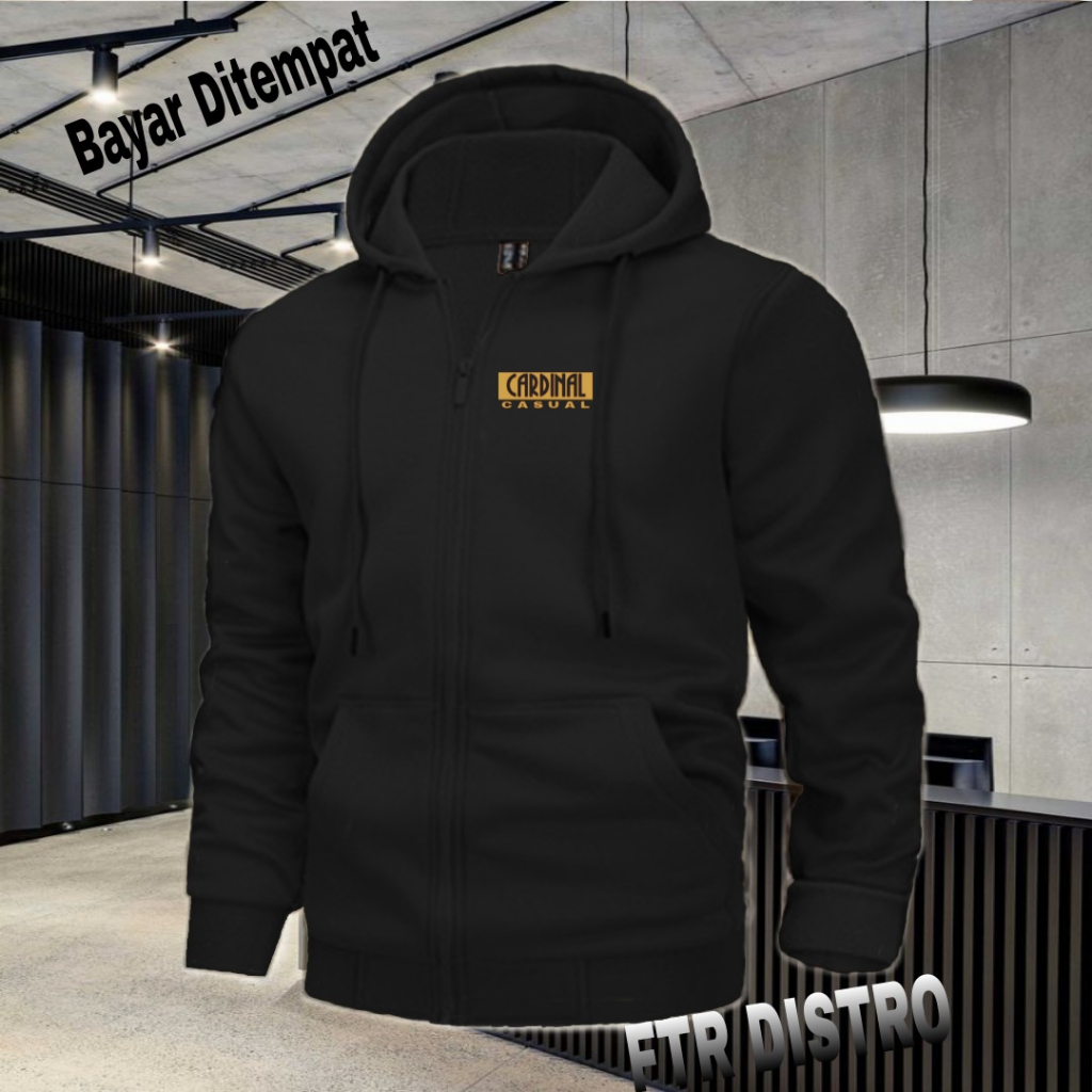 (COD) Jaket Resleting Distro Cardinal Formal Blok Text Gold Jaket Pria Wanita Terkeren Jaket Denim D