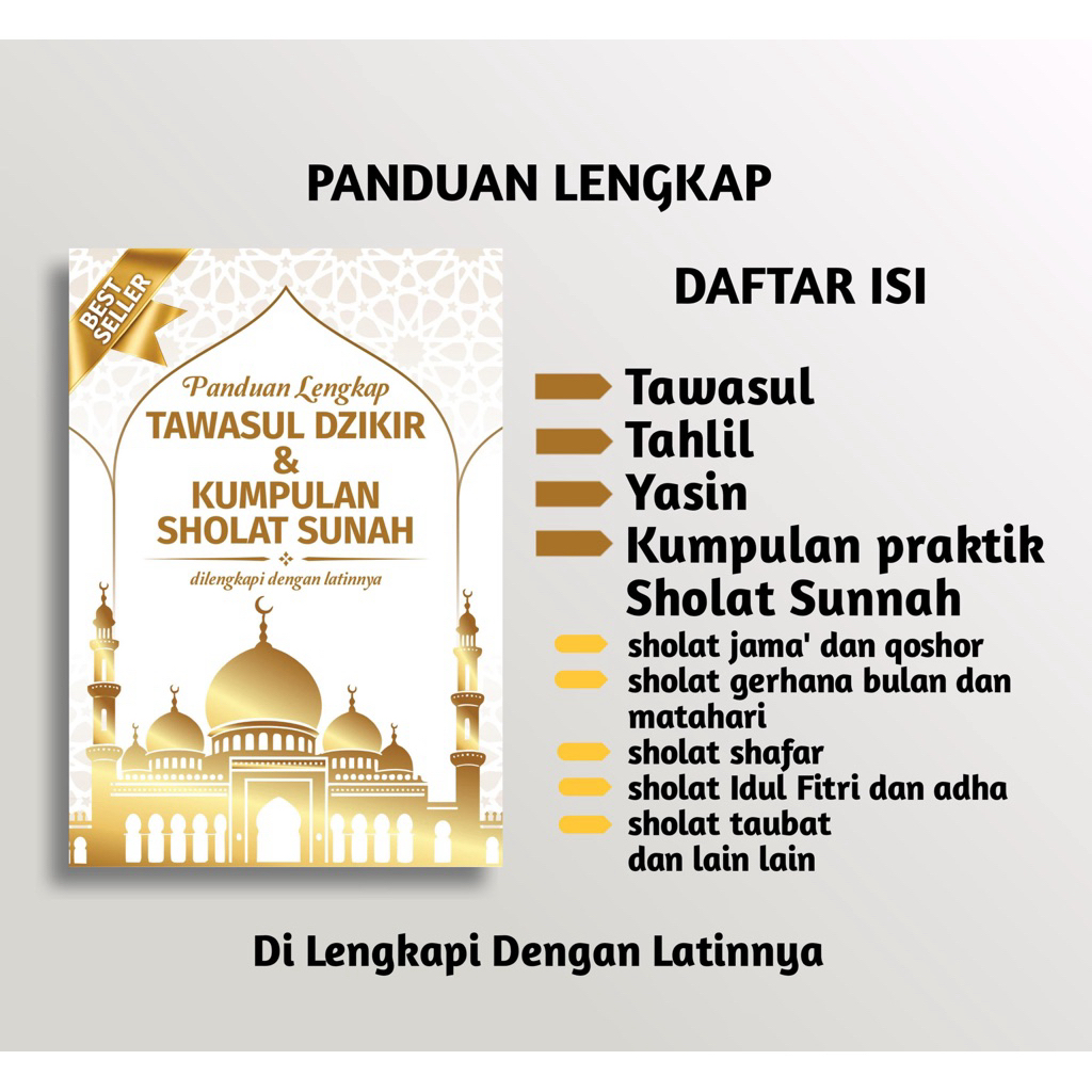 Buku Panduan Lengkap Tawasul,Dzikir & Kumpulan Sholat Sunnah Dilengkapi Dengan Latinnya